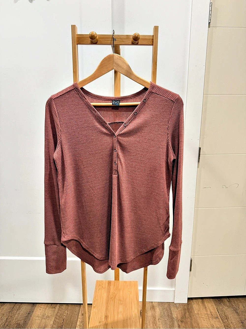 Gentle Fawn Long Sleeve Ribbed Top in Brown Size XS Like New